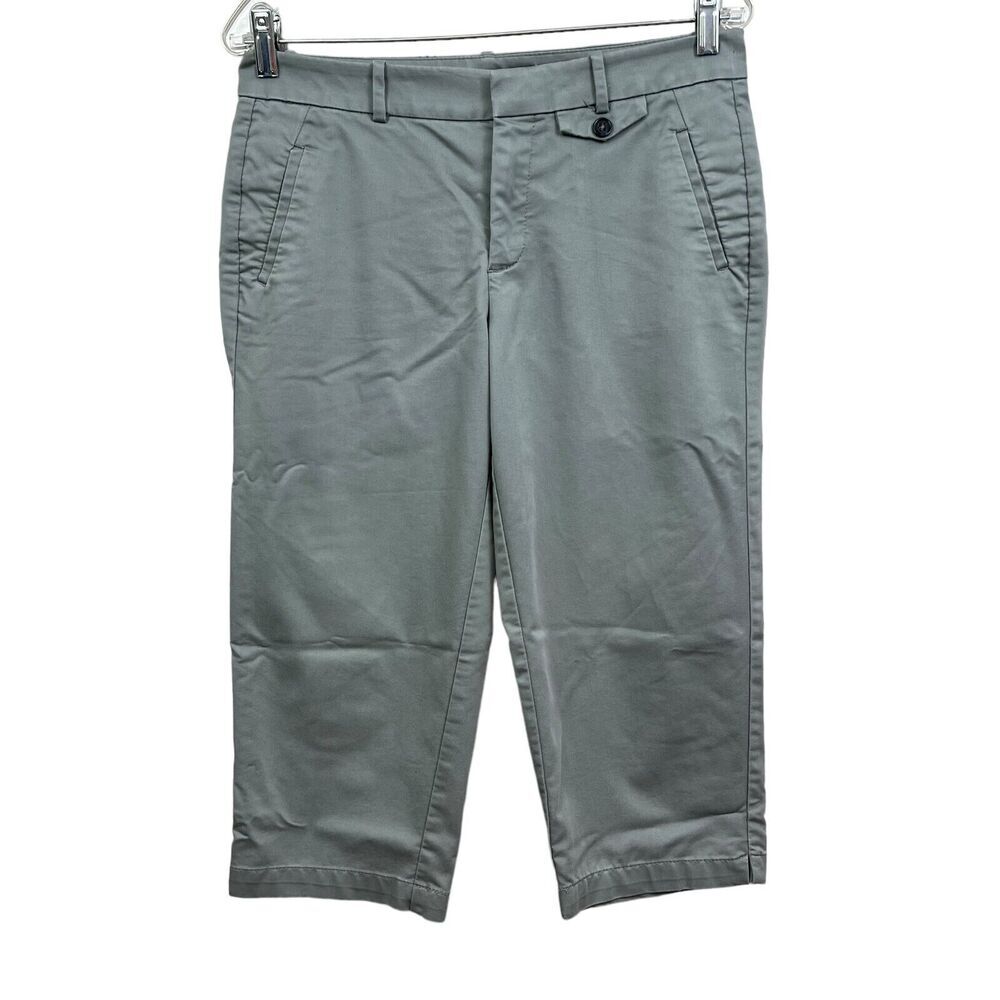 Dockers Womens Capri Pants Stretch Flat Front Flap Pockets Zip Fly Gray Size 6*
